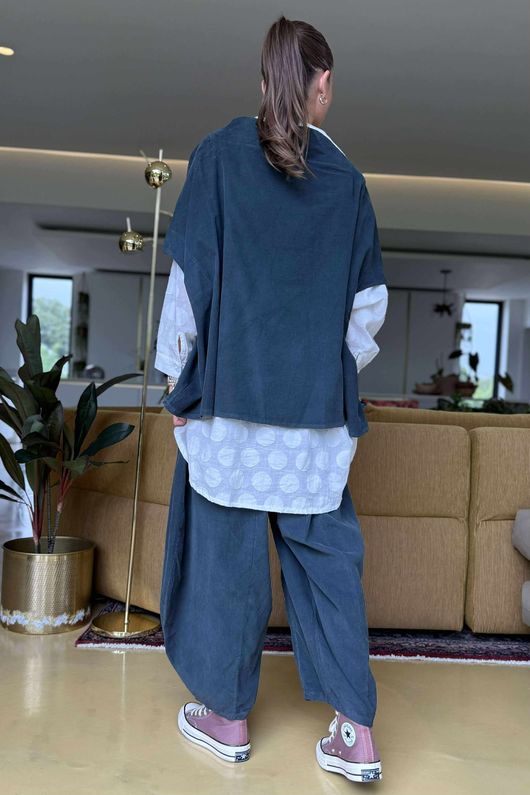 Made in Italy Cooper Needlecord Cap Sleeve Jacket Charcoal